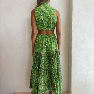 ALEMAIS
Phyllis Twist Front Pleat Cotton Midi Dress